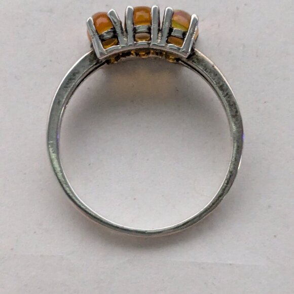Orange Opal Cabochon 925 Sterling Silver Ring Size 8.5 - Picture 4 of 6